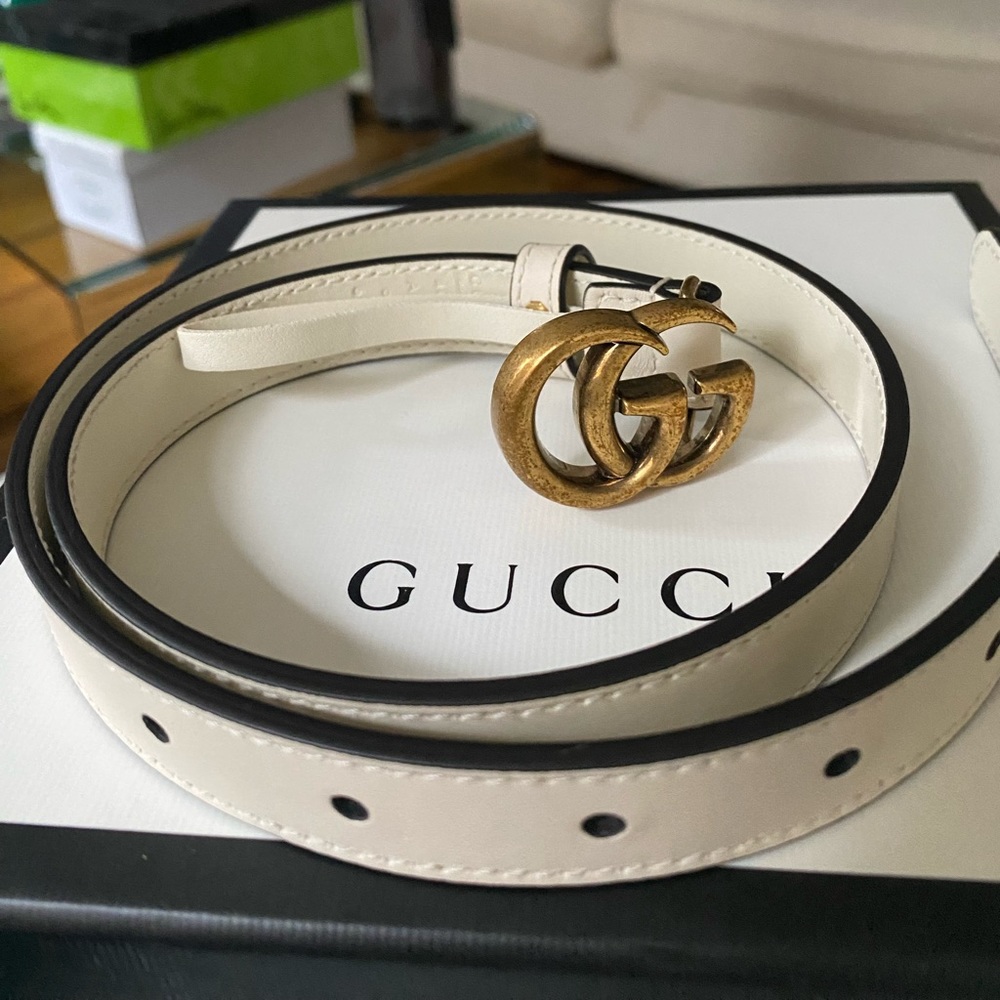 Gucci Tan and Gold Belt Thin